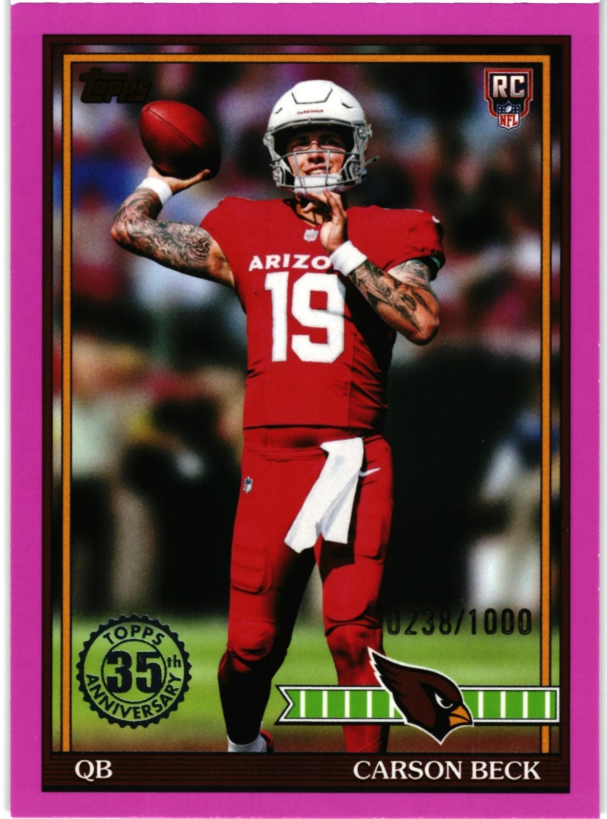 2026 Topps Flagship - Carson Beck 91 Throwback Pink /1000 #91TR-5 (RC)