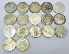 119g Feinsilber: 17 x 5 DM Silber .625 1965 - 1979 Gedenkm&uuml;nzen Silberadler BRD