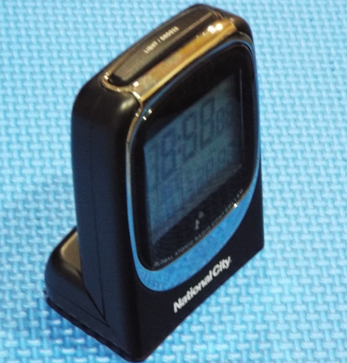 NationalCity Travel Alarm Clock Twist N Stand feature manual & bag