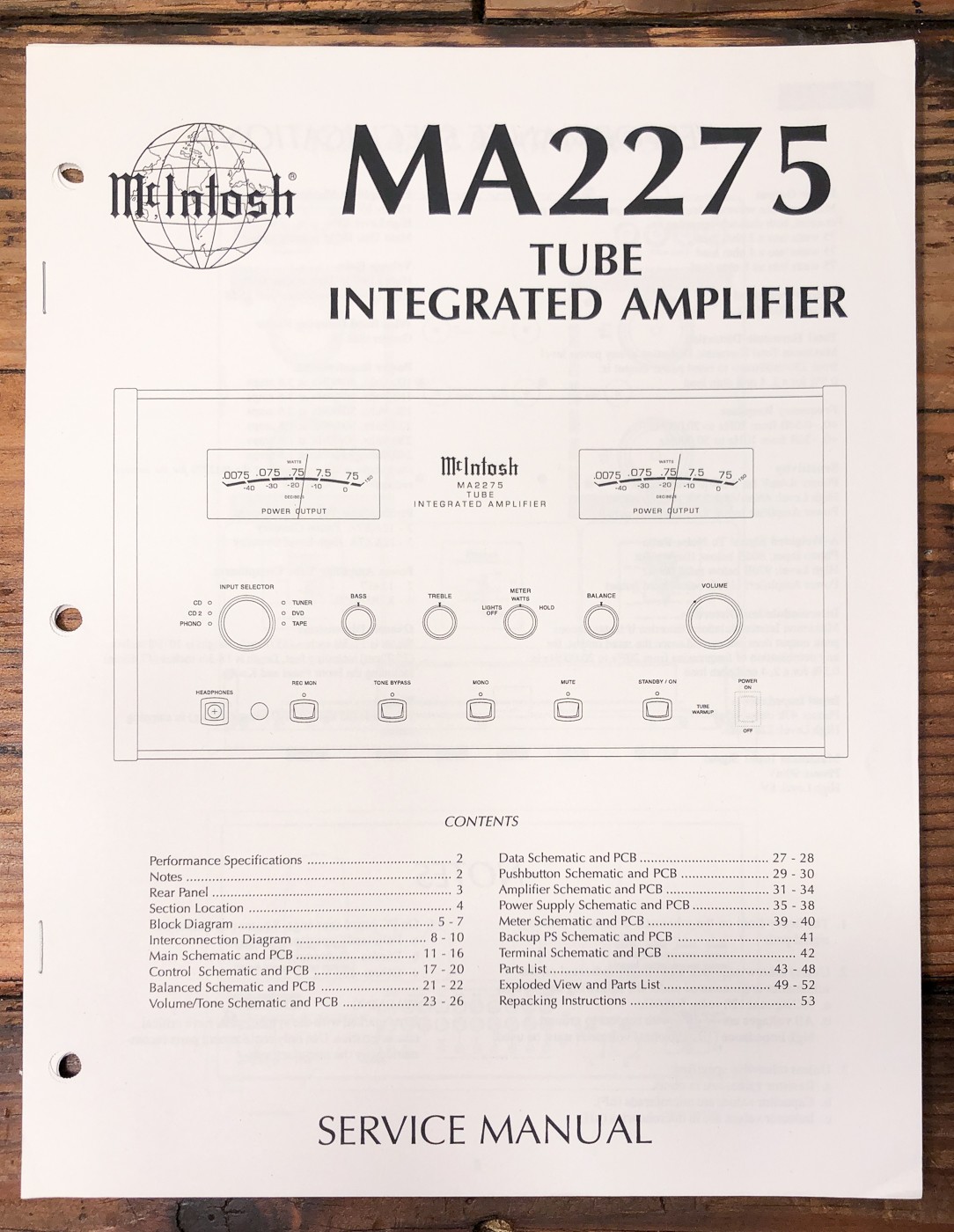 McIntosh MA2275 MA-2275 Tube Amplifier Service Manual *Original*