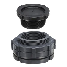 PVC Bulkhead Fitting with Plug G 3, Threaded Bulkhead Water Tank Connector, Grey