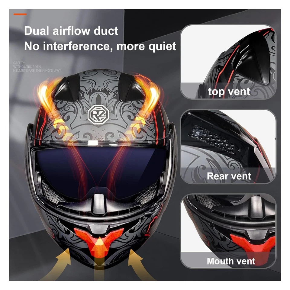 DOT Bluetooth Modular Motorcycle Helmet,Flip Up Full Face Integrated Helmet B02 - Imagem 4 de 4