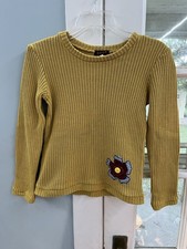 Zaza couture girls 12 yellow embroidered flower long sleeve knit sweater
