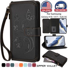 For Samsung Galaxy A18/A17/A26 5G Case PU Leather Zipper Flip Wallet Card Holder