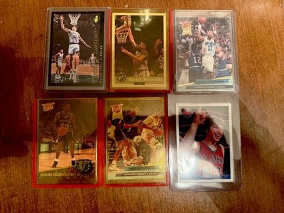 Lot of 6 Basketball Cards, Alonzo Mourning Chris Mullin Laettner David Robinson