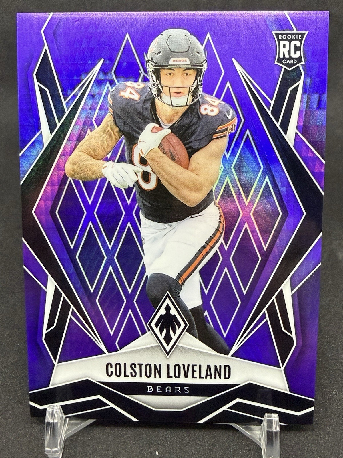 2025 Panini Phoenix Colston Loveland #179 Purple Hyper /249 (RC) Chicago Bears