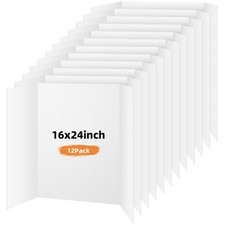 Somime 12 Pack Trifold Poster Board, 16x24 Inches White Presentation Board, P...