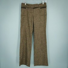 Dolce & Gabbana Size  6 US Brown Tweed Button Zip Straight Leg Wool Dress Pants