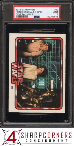 1978 General Mills Star Wars #18 Princess Leia and C-3PO — PSA 9