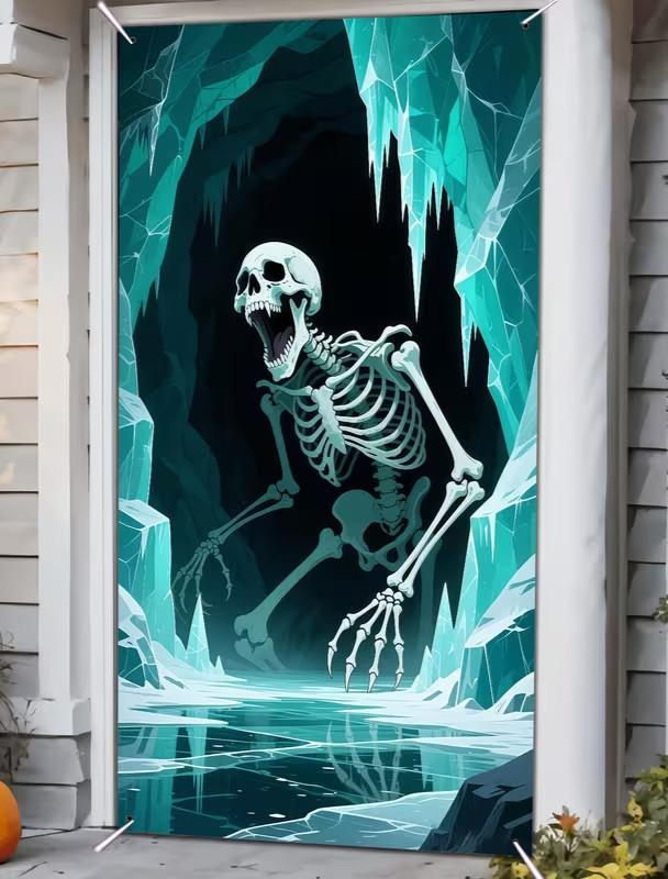 New Skeleton Monster Door Wall Cover 35" X 70" Halloween Decor Cloth