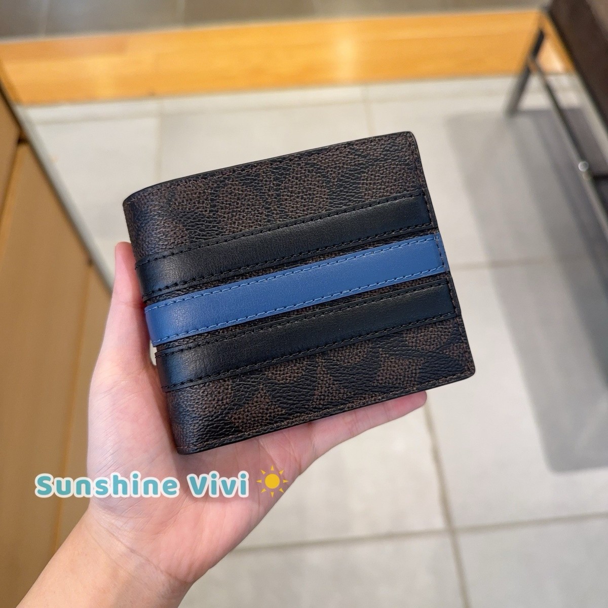 COACH財布 NWT Coach CW385 3-In-1 Wallet Signature Canvas With Varsity Stripe