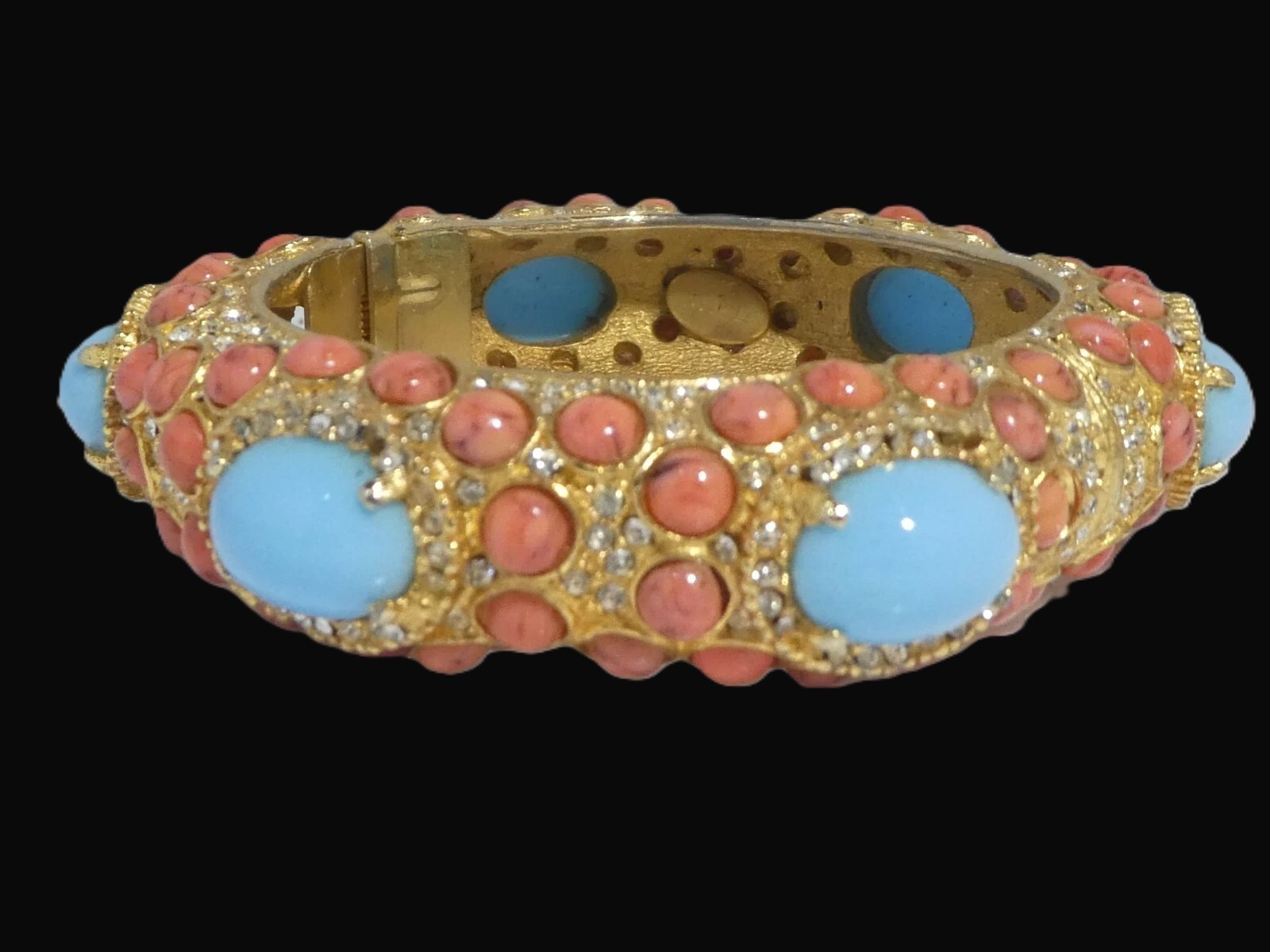 K.J.L. Kenneth J. Lane 1960s Turquoise & Coral Ca… - image 7