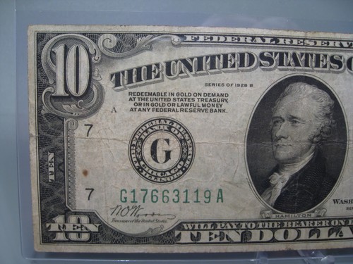 1928-B $10 TEN Dollar FRN Note. G/A Block - Picture 3 of 12