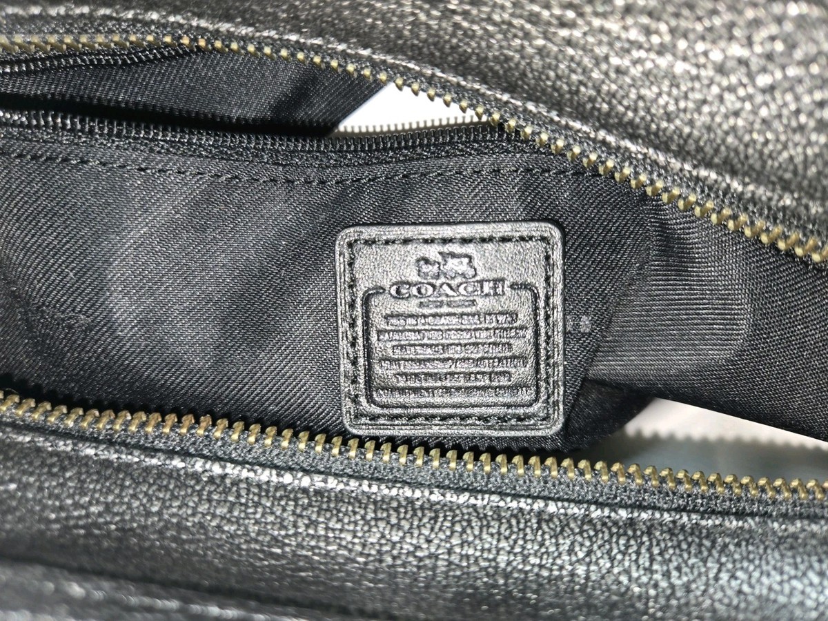 NWT Coach Swagger 27 Patchwork Gunmetal Metallic Leather Satchel