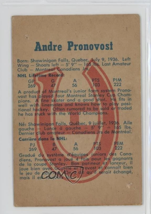 1960-61 Parkhurst Andre Pronovost #55 - Image 2 of 2