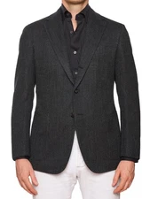 STILE LATINO "Vincenzo" Dark Gray Birdseye Virgin Wool Jacket Slim Fit NEW