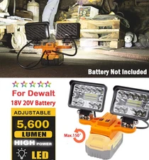 LED Work Light Suitable For Dewalt 20V MAX DCB205 Li-Ion Battery 5600LM 2 Head