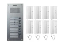 COMMAX Audio Intercom for 8-Apartment Building: DR-8UM x1, DP-ML x8, 12V Power