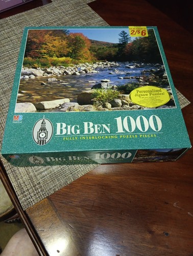 Vtg (1998) MB BIG BEN 1000 "SWIFT RIVER NH" 1000 piece puzzle NEW Sealed - Picture 1 of 6