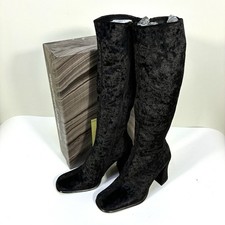 Jeffrey Campbell Naissance Velvet Knee High Boots Heels Black 7 NEW