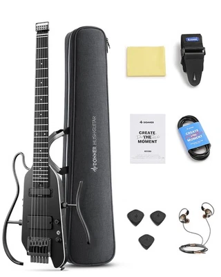 Donner HUSH X PRO Electric Guitar Bundle With Multi-effect Tone Simulation Black