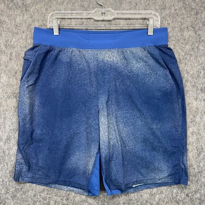 Lululemon THE Shorts Men's Large Blue Linerless 9'' Drawstring Gym Train LM7AAWS
