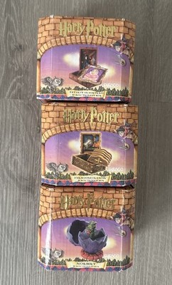 (3) Harry Potter Enesco Magic Trinket Boxes Fat Lady, Hermione, Norbert NIB Vtg
