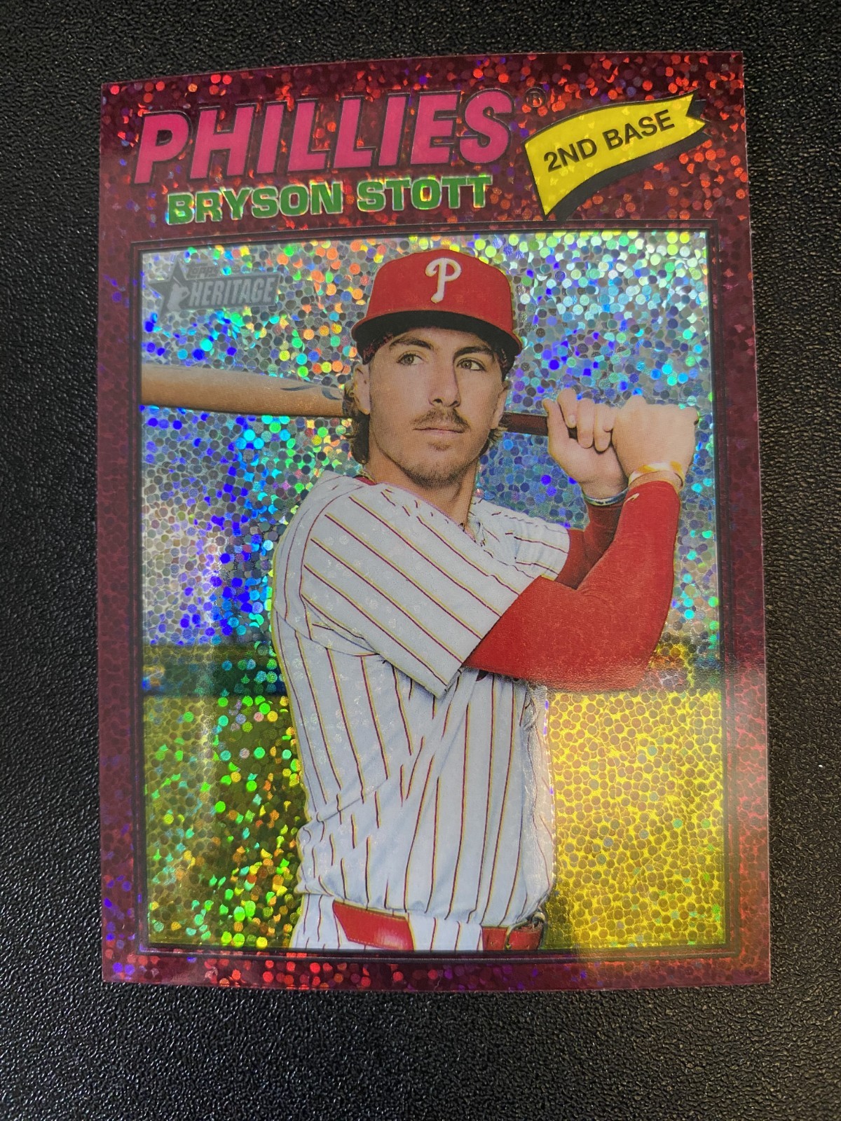 2026 Topps Heritage - Bryson Stott #382 Chrome Burgundy Sparkle Refractor