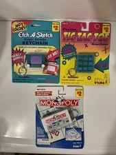 3 Basic Fun Etch-a-Sketch , Monopoly & Tic Tac Toe Keychains NEW 