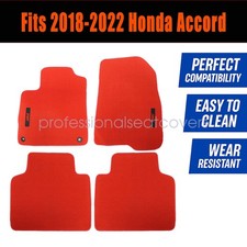Front Rear Floor Mats Carpet Waterproof Red Velour For 2018-2022 Honda Accord Front Rear Floor Mats Carpet Waterproof Red Velour For 2018-2022 Honda Accord