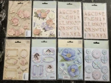 K & Co Lot of 8 Scrapbook Stickers Flowers Frames Brenda Walton Romanza Letters