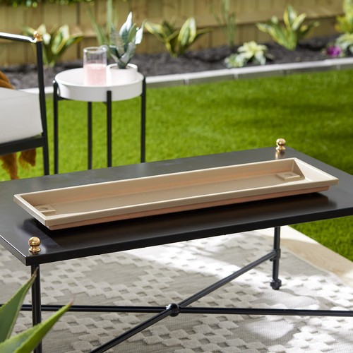 29.5 Inch Venetian Rectangular Plant Saucer - Indoor Outdoor Plastic Plant Tr... - Picture 2 of 10