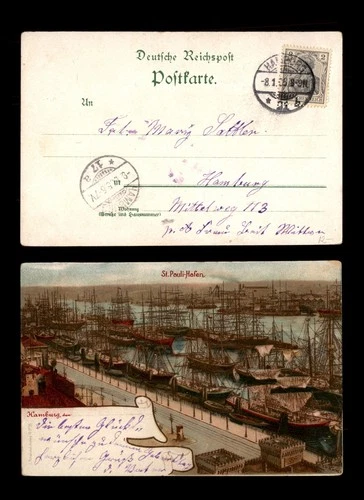 Mayfairstamps Germany 1905 to Hamburg Boats Postcard aax_05935