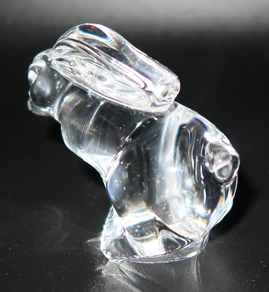 Stueben Glass #5543 HARE LE 1000/1300 Hand Cooler, Paperweight, Rabbit, Bunny 3"