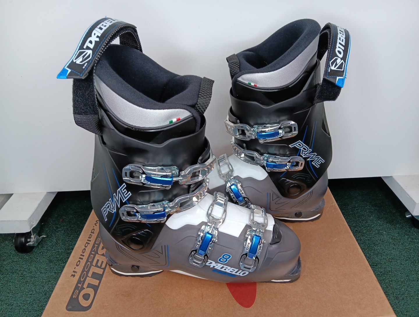 SALOMON Scarponi da sci uomo Dalbello Prime 8 misura 11 5 nero bianco blu downhill Mondo 295 usati in ottime condizioni