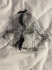 Vtg Black Mesh Hat with Velvet Bows