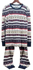 The Company Store Fair Isle Organic Cotton  2 Piece Long Sleeve Pajama Set L