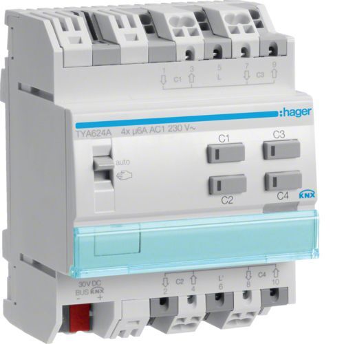 TYA624A HAGER Shutter module 4x 6A /230V~, KNX FREE DHL EXPRESS SHIPPING