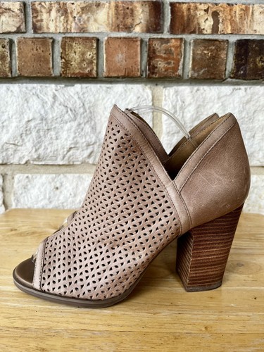 Lucky Brand Leather Upper Open Toe High Heel Ankle Booties Size 10W - Picture 3 of 12