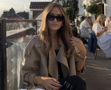 Massimo Dutti New Woman Cropped Wool Blend Trench Coat Camel . Size S.