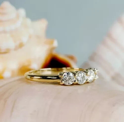 2CT Round Cut Lab Created Black Diamond Wedding Band Ring 14K Yellow Gold Plated - Picture 2 of 13