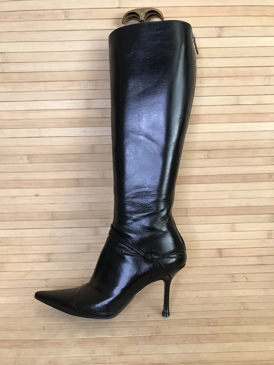 Jimmy choo black leather cheap boots