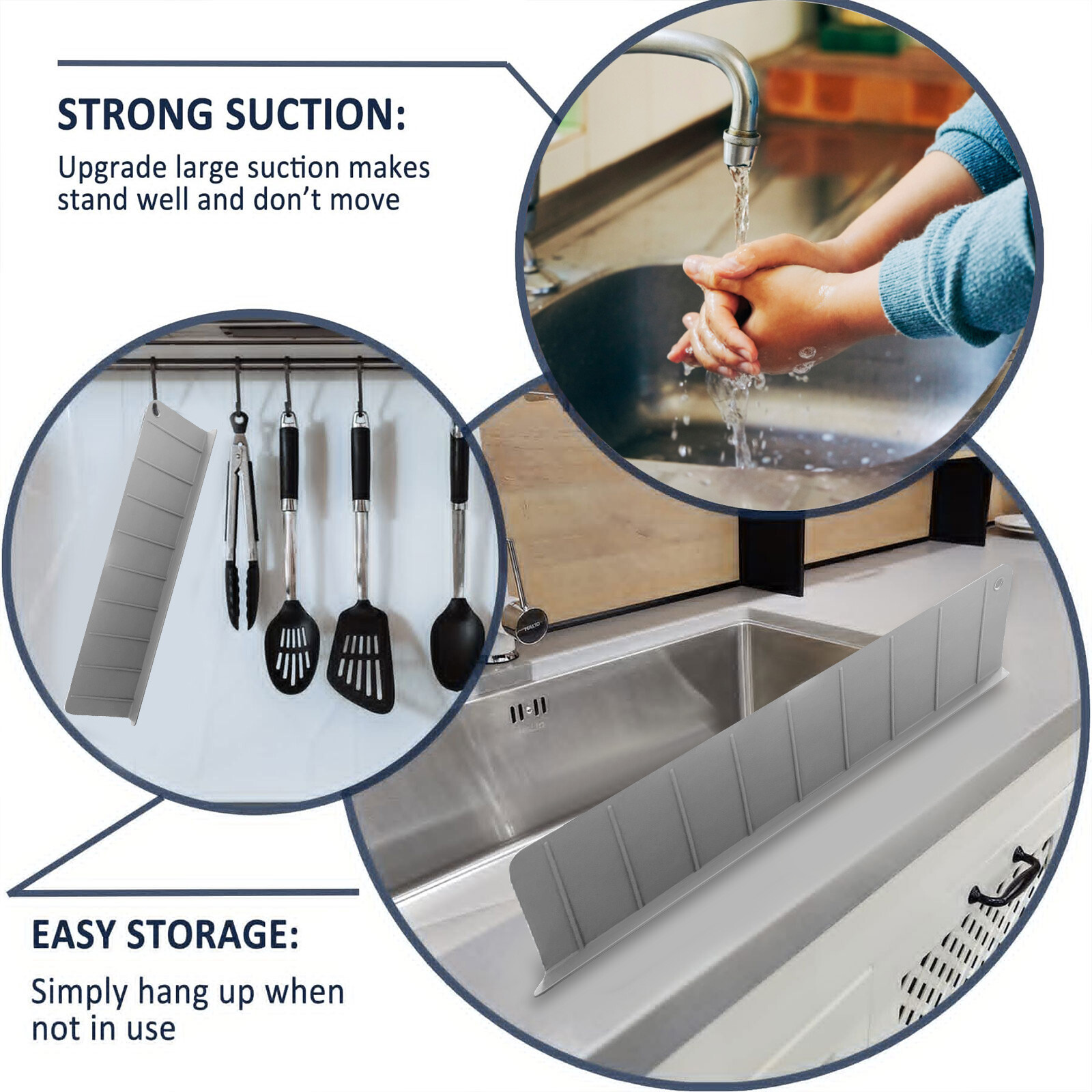 Sink Splash Guard Faucet Splatter Guard Silicone Strong Suction for