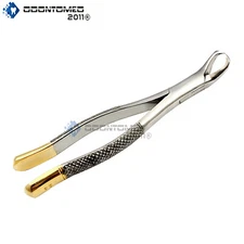 Premium German Dental Tooth Gold Handle Extracting Forceps # 23 Cow Horn