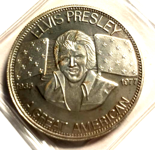 elf Vintage One Ounce Silver Round Elvis Presley Song Hound Dog - 第 1/2 張圖片