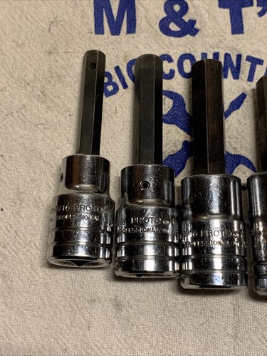 Proto Professional 1/2" Drive 5 Pc SAE Hex Bit Socket Set 5/16" - 9/16" - Picture 2 of 8