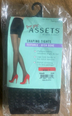 Spanx Assets Shaping Tights Textured - Size 1 Wishbone Black Sara Blakely NIP