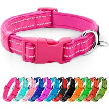 Reflective Dog CollarSoft Neoprene Padded Pet Collar with ID Tag RingAdjustab...