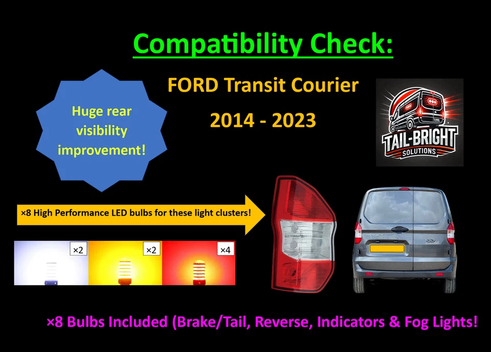 FORD Transit Courier (inc. Tourneo) FULL Rear LED Bulb Upgrade Kit! 2014-2023 - Image 2 of 4
