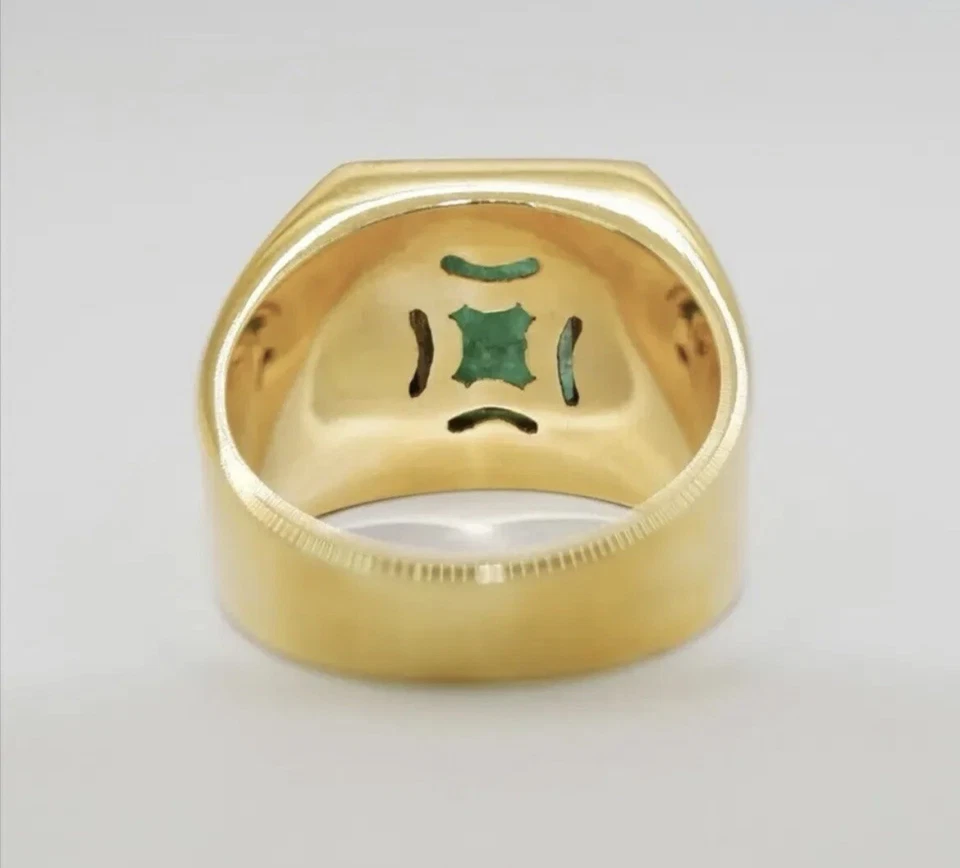 Anillo para hombre de diamantes y esmeraldas de oro de 18 quilates Foto 4 de 4